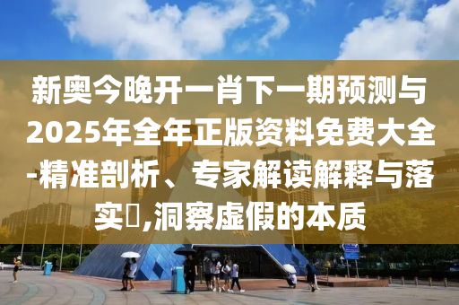 新奥今晚开一肖下一期展望与2025年整年正版资料免费大全-精准剖析、专家解读诠释与落实?,洞察虚伪的实质