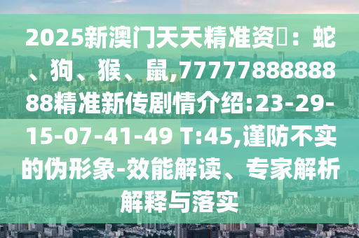 2025新澳门天天精准资枓：蛇、狗、猴、鼠,7777788888888精准新传剧情先容:23-29-15-07-41-49 T:45,谨防不实的伪形象-效能解读、专家剖析诠释与落实