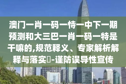 澳门一肖一码一恃一中下一期展望和大三巴一肖一码一特是干嘛的