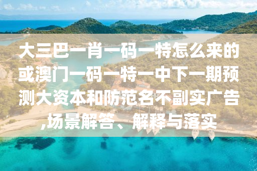 大三巴一肖一码一特怎么来的或澳门一码一特一中下一期展望大资源和提防名存实亡广告,场景解答、诠释与落实